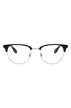 Ray Ban 53mm Square Optical Glasses In Black Silver