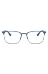 Ray Ban 54mm Rectangular Optical Glasses In Matte Blue