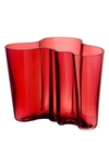 Monique Lhuillier Waterford Aalto Glass Vase In Cranberry