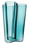 Monique Lhuillier Waterford Iitala Alvar Aalto Finlandia Crystal Vase In Sea Blue