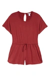 Nordstrom Kids' Jersey Romper In Red Brick