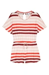 Nordstrom Kids' Jersey Romper In Ivory Egret- Red Stripe