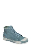 Softinos By Fly London Kip High Top Sneaker In Nude Blue Washed Leather
