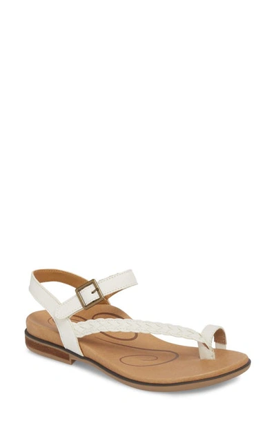 Aetrex Evie Braided Strap Sandal In White Leather