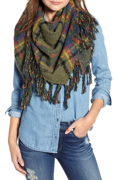 Free People Freemont Fringe Bandana Scarf In Moss
