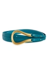 Bottega Veneta Leather Horsebit Double-strap Belt In Mallard/ Gold