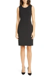 Hugo Boss Dristie Sleeveless Stretch Wool Sheath Dress In Black