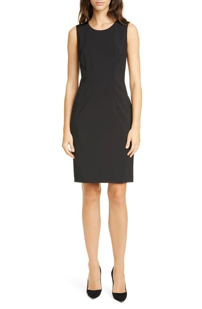 Hugo Boss Dristie Sleeveless Stretch Wool Sheath Dress In Black