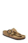 Birkenstock Gizeh Big Buckle Sandal In Mud Green Nubuck Leather