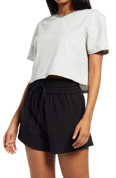 Open Edit Boxy Crop T-shirt In Grey Light Heather