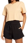 Open Edit Boxy Crop T-shirt In Tan Cappuccino