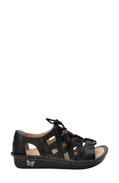 Alegria Valerie Wedge Sandal In Black Burnish Leather