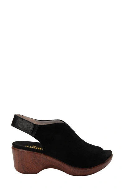 Alegria Rosie Slingback Sandal In Black Suede Leather