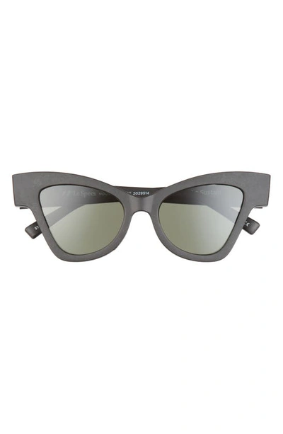 Le Specs Hourglass 51mm Polarized Cat Eye Sunglasses In Black Grass/ Khaki Mono