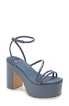 Jeffrey Campbell Mamba Platform Ankle Strap Sandal In Dusty Blue Patent