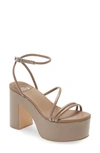 Jeffrey Campbell Mamba Platform Ankle Strap Sandal In Taupe Patent