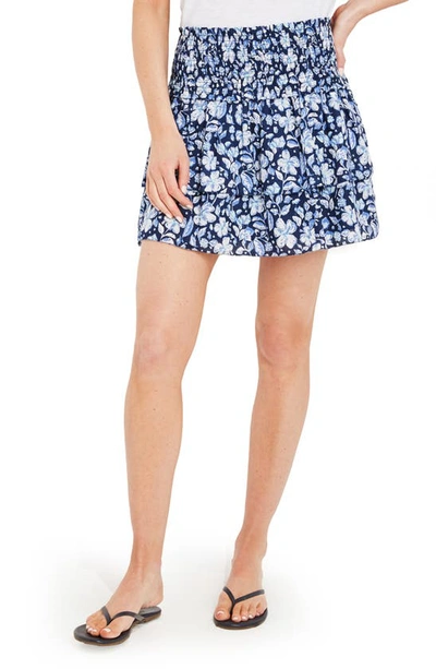 Vineyard Vines Hibiscus Floral Print Smocked Miniskirt In Hibiscus Deep Bay