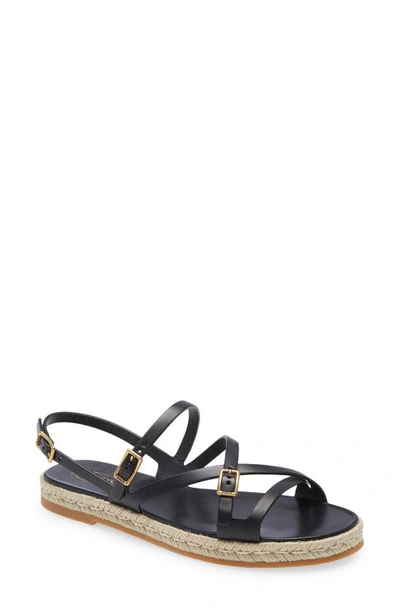 Tod's Strappy Espadrille Flat Sandal In Black