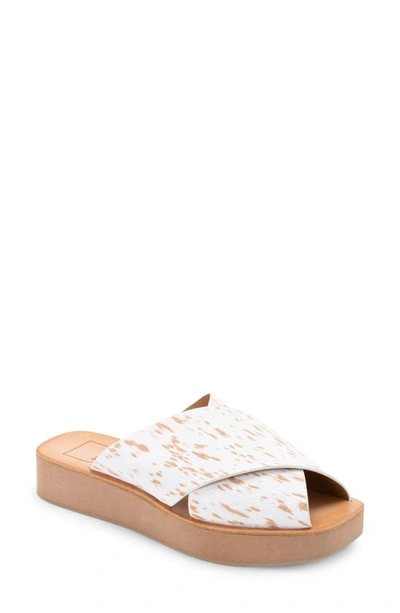 Dolce Vita Capri Genuine Calf Hair Platform Slide Sandal In Fawn Calf Hair