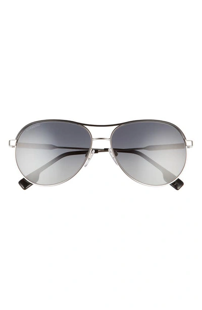 Burberry 59mm Gradient Pilot Sunglasses In Silver/ Black/ Grey Gradient