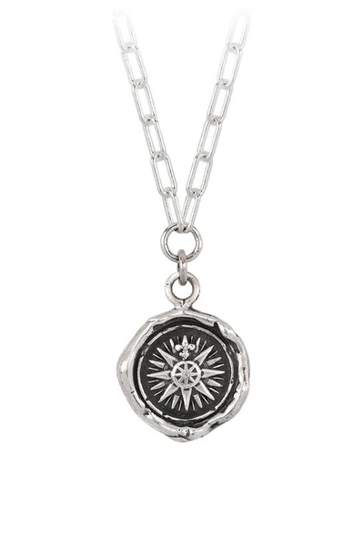Pyrrha Direction Talisman Pendant Sterling Silver Necklace In Bright Silver