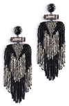 Deepa Gurnani Jody Beaded Tassel Earrings In Gunmetal