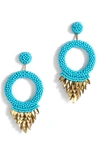 Deepa Gurnani Franka Beaded Fringe Drop Earrings In Turquoise