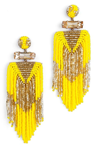 Deepa Gurnani Jody Beaded Tassel Earrings In Yellow