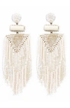 Deepa Gurnani Jody Beaded Tassel Earrings In Ivory