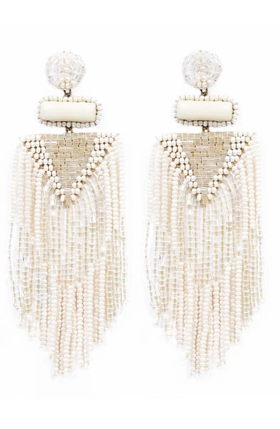 Deepa Gurnani Jody Beaded Tassel Earrings In Ivory