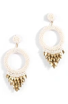 Deepa Gurnani Franka Beaded Fringe Drop Earrings In Ivory