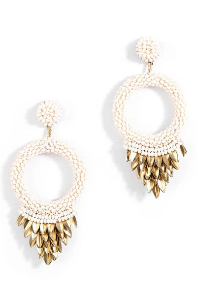 Deepa Gurnani Franka Beaded Fringe Drop Earrings In Ivory