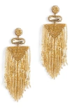 Deepa Gurnani Jody Beaded Fringe Drop Earrings In Gold