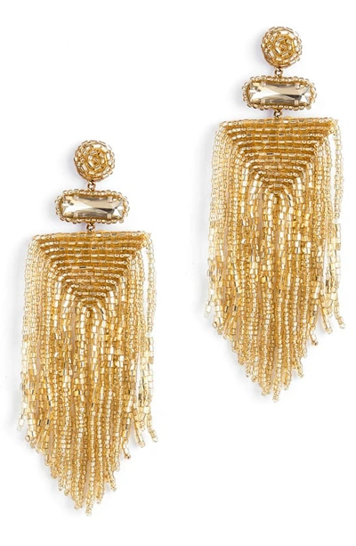 Deepa Gurnani Jody Beaded Fringe Drop Earrings In Gold