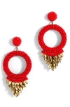 Deepa Gurnani Franka Beaded Fringe Drop Earrings In Red