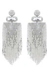 Deepa Gurnani Jody Beaded Tassel Earrings In Silver