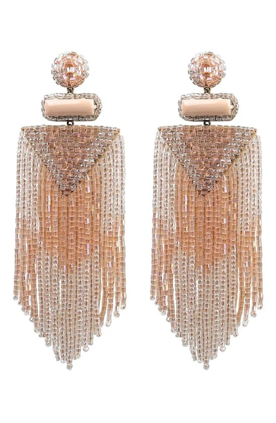 Deepa Gurnani Jody Beaded Tassel Earrings In Peach