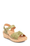 Kork-easer Myrna 2.0 Wedge Sandal In Light Green Leather