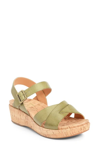Kork-easer Myrna 2.0 Wedge Sandal In Light Green Leather