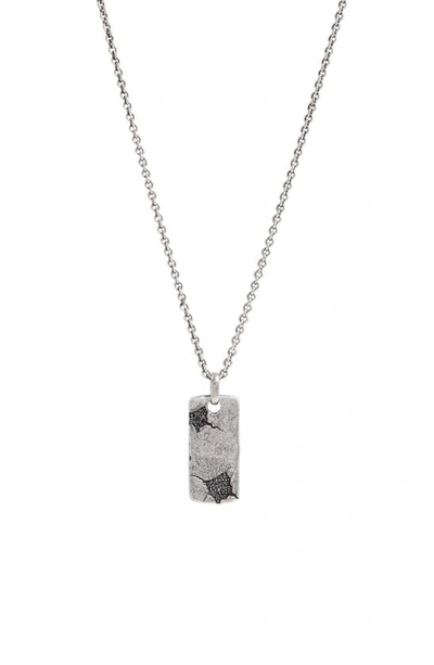 John Varvatos Sterling Silver & Black Diamond Dog Tag Pendant Necklace