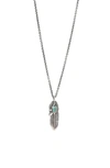 JOHN VARVATOS STERLING SILVER & TURQUOISE FEATHER PENDANT NECKLACE,JVSS-N-PD-103-TQ-24