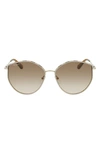 Ferragamo Gancini Tea Cup 59mm Gradient Round Sunglasses In Gold/ Caramel
