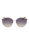 Ferragamo Gancini Tea Cup 59mm Gradient Round Sunglasses In Rose Gold/ Peach