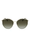Ferragamo Gancini Tea Cup 59mm Gradient Round Sunglasses In Gold/ Green