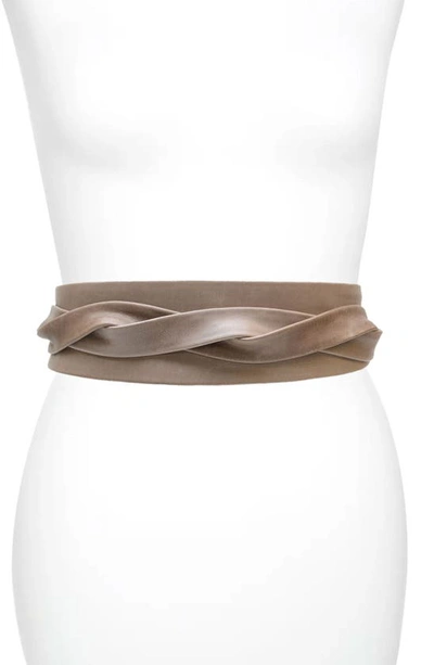 Ada Handmade Leather Wrap Belt In Taupe