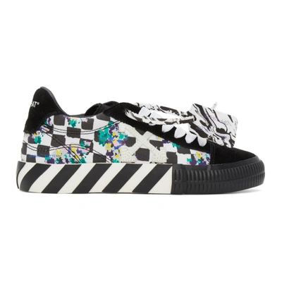 Off-white Black & White Check Vulcanized Sneakers In Bianco+nero