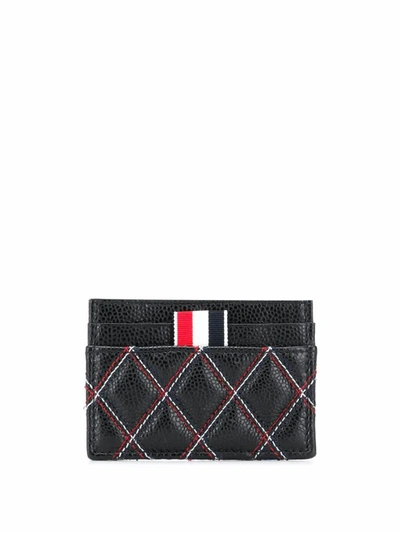 Thom Browne Leather Card Holder In Black