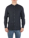 Aspesi Band-collar Linen Shirt In Grey