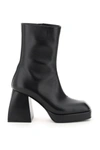 Nodaleto Womens Black Bulla Corta Leather Ankle Boots 7 In Black Opaque