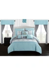 CHIC HOME BEDDING JURGEN COLOR BLOCK FLORAL EMBROIDERED TECHNIQUE WITH RUFFLED DETAILS KING BED IN A BAG COMFORTER 20-,618194785858